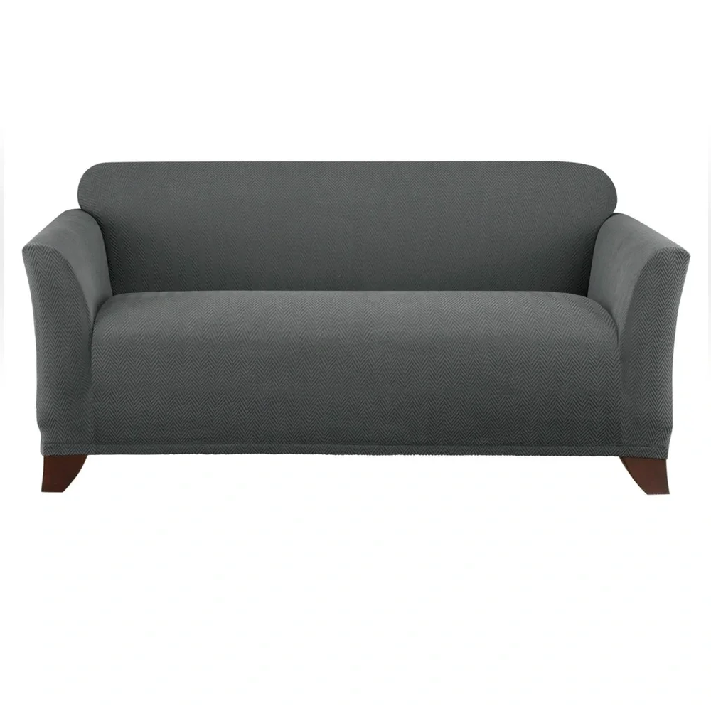 Sure Fit Modern Chevron Loveseat 1 Piece Gray Slipcover~NEW!